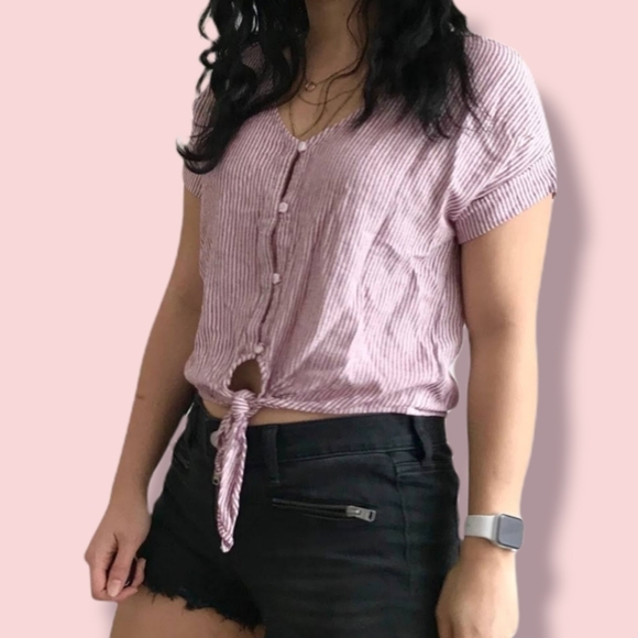 Anthropologie Cloth & Stone | Linen Front Tie Top - Picture 1 of 14